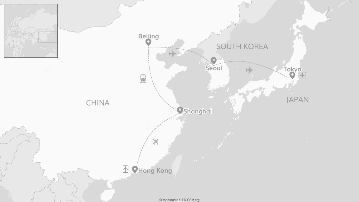 China, HK, South Korea and Japan: to world wonders!