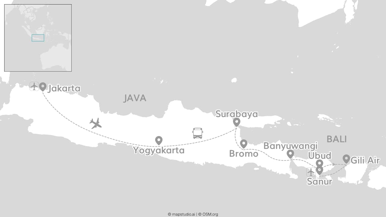 Java, Gili & Bali: Vulkan Views, Jungle Swing & Sandy Beaches