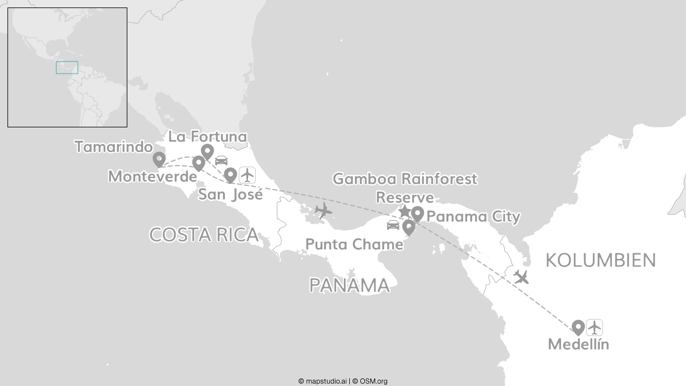 2 for 1 Lateinamerika: Costa Rica, Panama & Kolumbien